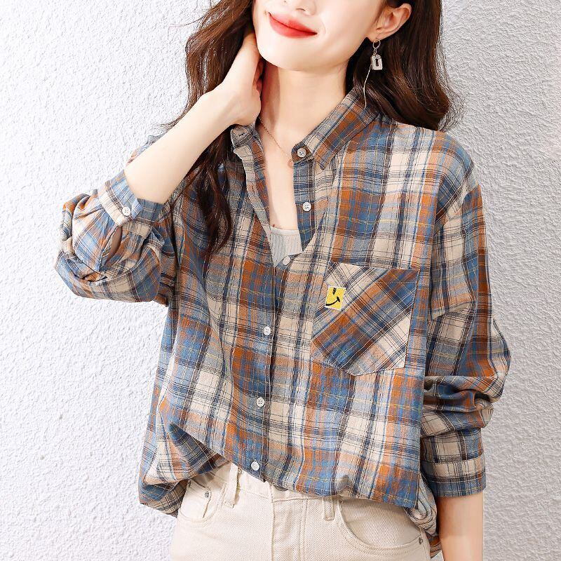 超人気 オシャレ 都市ファッショ デザイン チェック柄 切り替え Tシャツ ＜S-9514＞