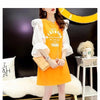 女子力アップ アルファベット パフスリーブ プリント ロングTシャツ ゆったりワンピース ＜S-3054＞