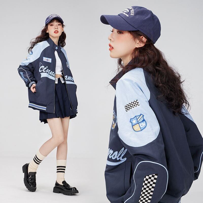 着?せ 配色ジャケット 英字ロゴ 男女兼用 コート <S-4795>