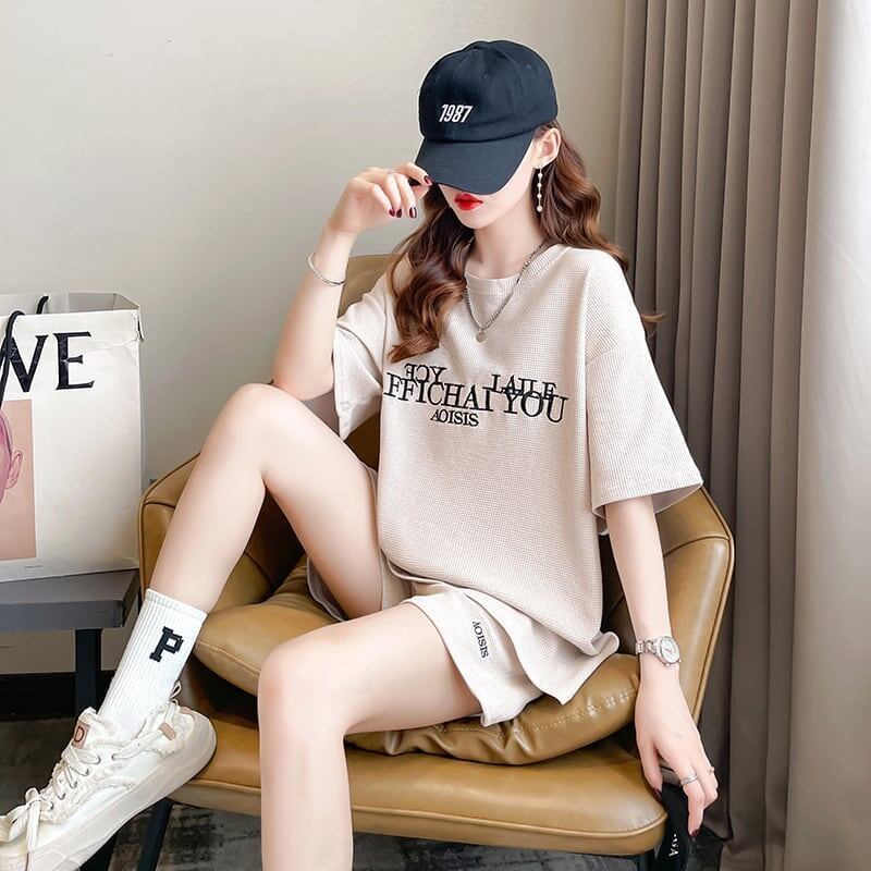 着心地抜群 切り替え 女性力を高める Tシャツ＋ショートパンツ セットアップ＜S-3553＞