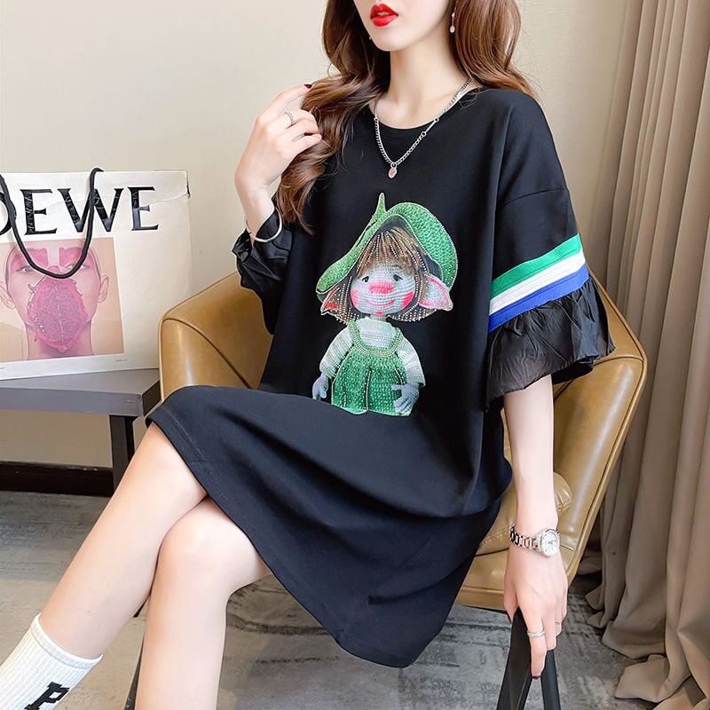 新商品 切り替え キュート ゆったり 全2色 半袖Tシャツ＜S-8349＞