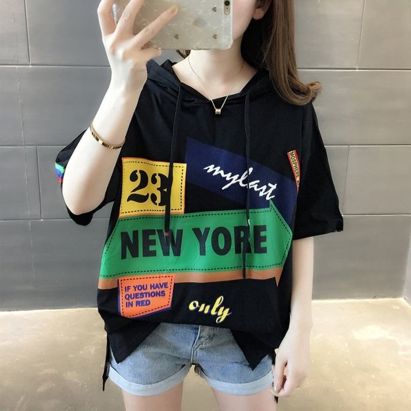 オシャレ度満点 切り替え カジュアル プリント Tシャツ カットソー＜S-3491＞
