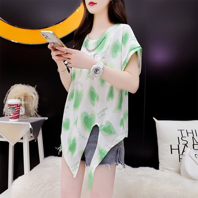 ゆったり感アップ 3色選択可 オシャレ度満点 プリント Tシャツ カットソー＜S-3100＞