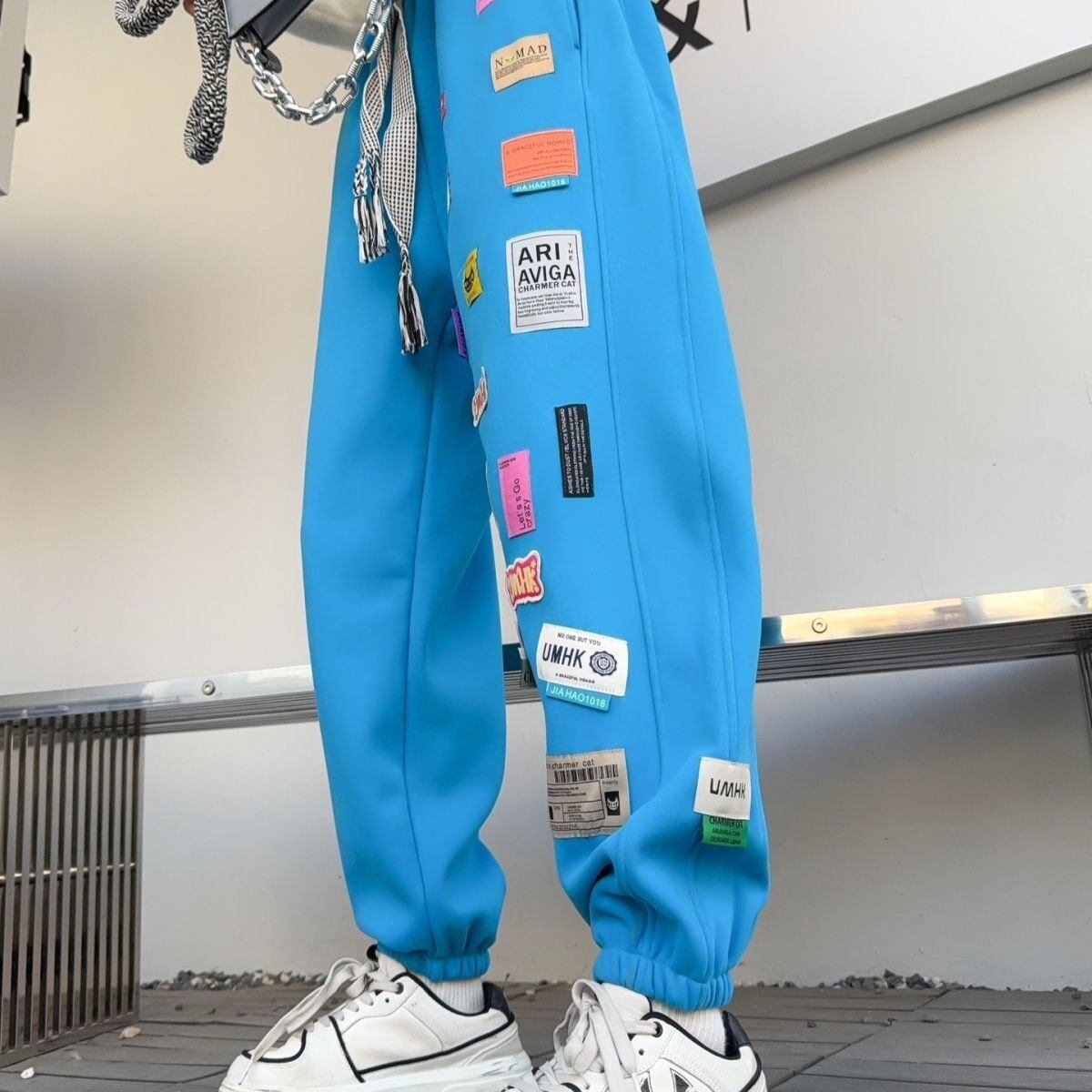 着せロゴ裏起毛ジョガーパンツ4色あり