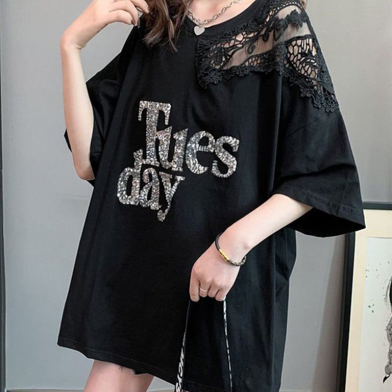 ゆったり感アップ プリント ファッション Tシャツ カットソー＜S-3306＞