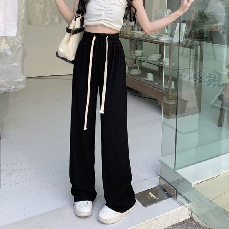 ルーズ 引き紐 ファッション ワイドパンツ ボトムス＜S-3032＞
