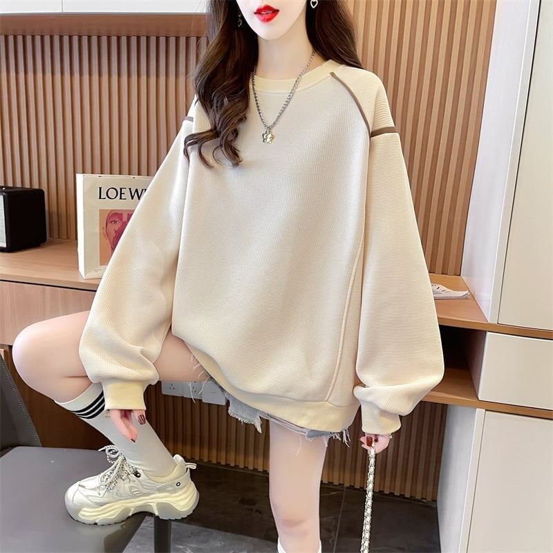 定番シンプル  ワッフル スウェット三色ありトップス＜S-4152＞