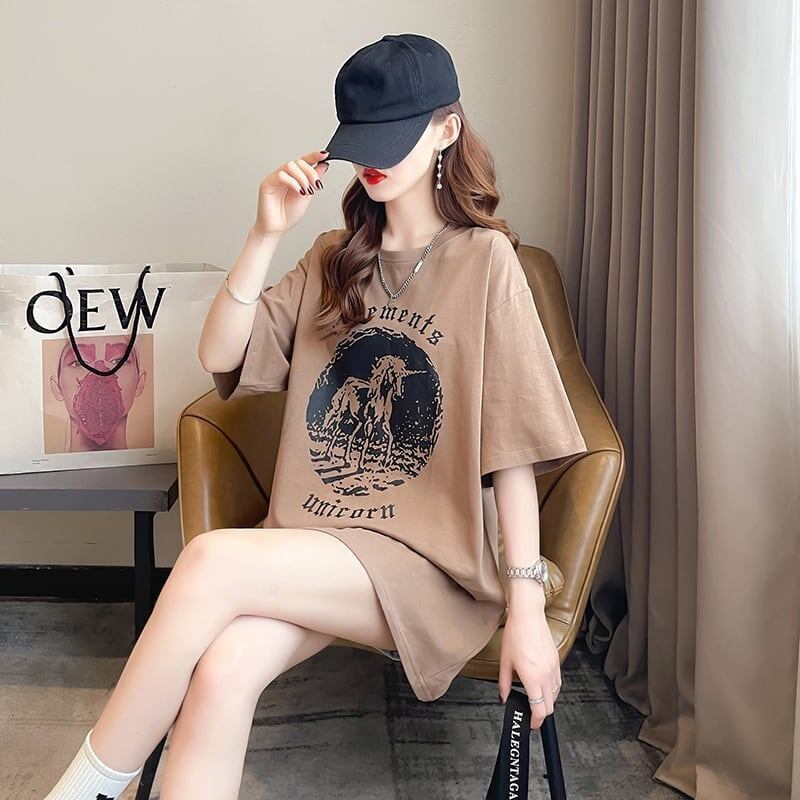 カジュアル 切り替え ファッション プリント Tシャツ カットソー＜S-3581＞