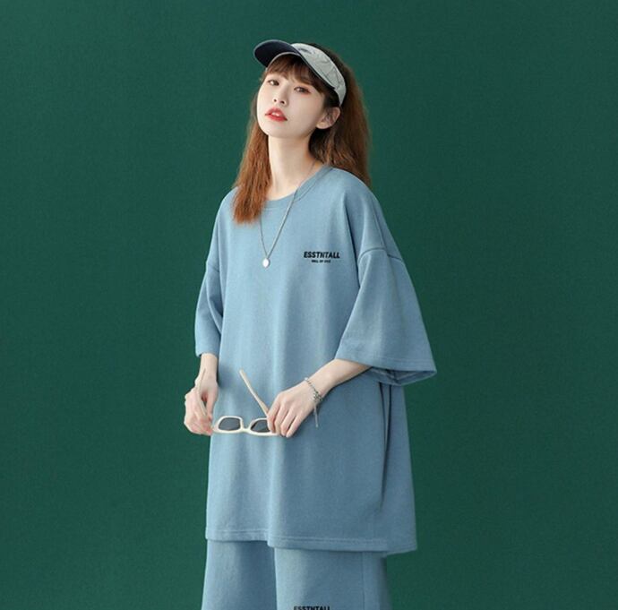 【半額セール】早い者勝ち  男女兼用 半袖Ｔシャツⅹパンツセット全4色<S-6549>