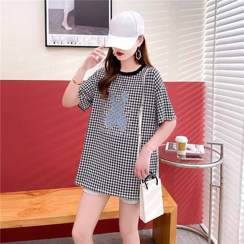 カジュアル 千鳥格子 オシャレ度満点 Tシャツ カットソー＜S-3076＞