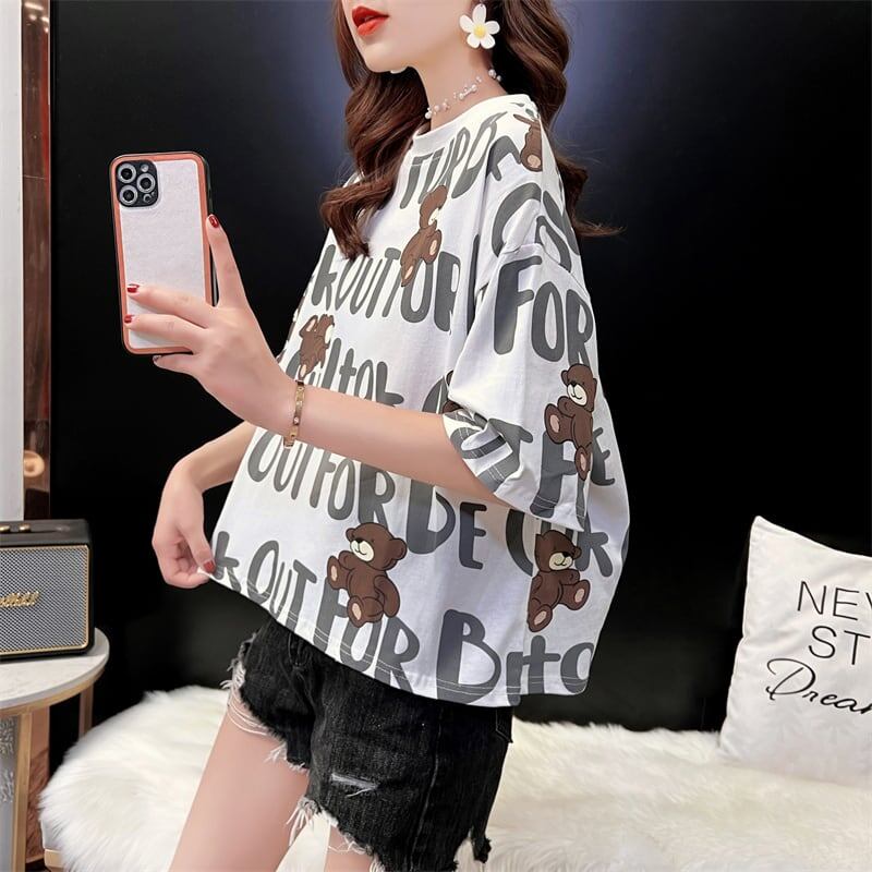 着心地抜群 ラウンドネック 好感度満載 プリント Tシャツ カットソー＜S-2879＞