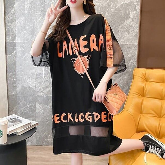 春夏新作 プリントTシャツ ロング アルファベット ＜S-2809＞