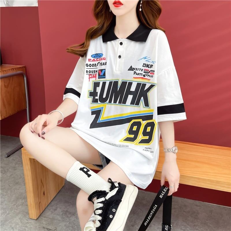 着心地抜群 切り替え 女性力を高める プリント Tシャツ カットソー＜S-3524＞