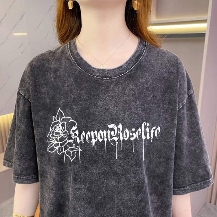 大注目 プリントTシャツ ヴィンテージ加工 ゆったり半袖＜S-3021＞