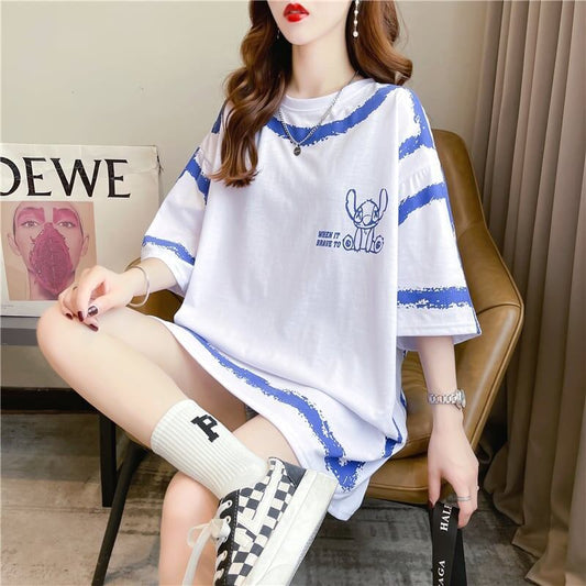 好感度満載 切り替え 美感いっぱい プリント Tシャツ カットソー＜S-3585＞