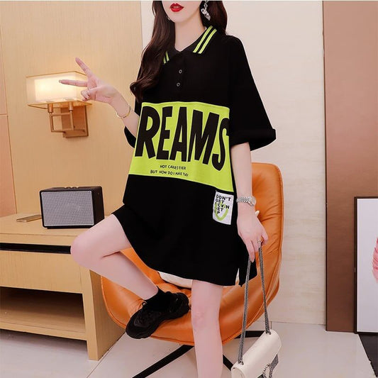 ゆったり感アップ 切り替え カジュアル プリント Tシャツ カットソー＜S-3506＞