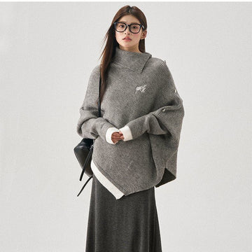 新商品 都市ファッショ おすすめ オシャレ デザイン 不規則 イレギュラー 2色選択 ニットトップス<S-9917>