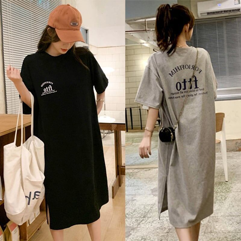 美人度アップ プリント チャーミング Tシャツ カットソー ワンピース＜S-3602＞