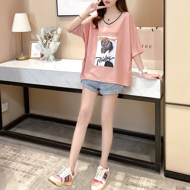着心地抜群 3色選択可 女性力を高める Vネック Tシャツ カットソー＜S-3094＞