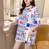 個性的なデザイン プリント お値段以上 Tシャツ カットソー ワンピース＜S-3302＞