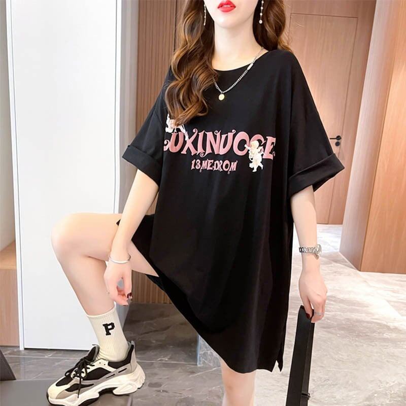 スタイリッシュ 切り替え 一目惚れ プリント Tシャツ カットソー＜S-3619＞