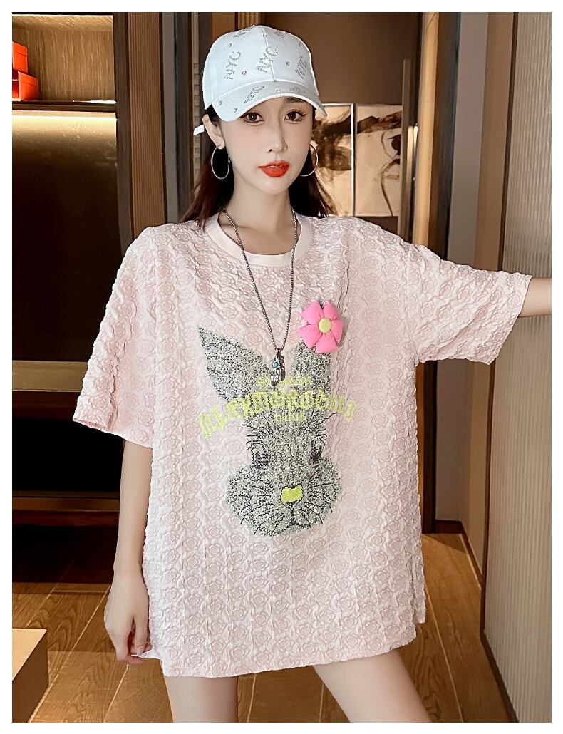 話題沸騰中 キュート カジュアル ホットダイヤモンド 半袖Tシャツ＜S-8626＞