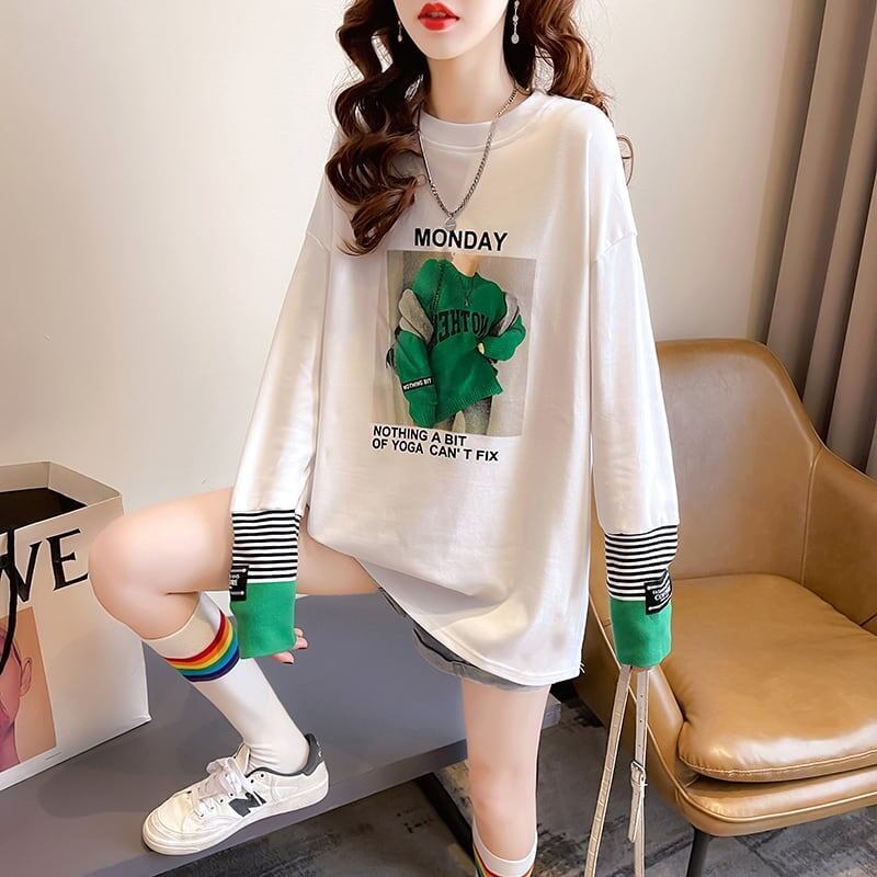 女性力を高める ラウンドネック 着心地抜群 プリント Tシャツ カットソー＜S-2865＞