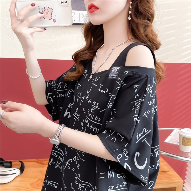 着心地抜群 切り替え 女性力を高める プリント Tシャツ カットソー＜S-3572＞