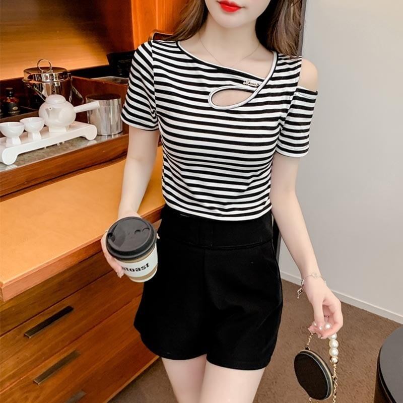 カジュアル 切り替え オシャレ度満点 プリント Tシャツ カットソー＜S-3565＞