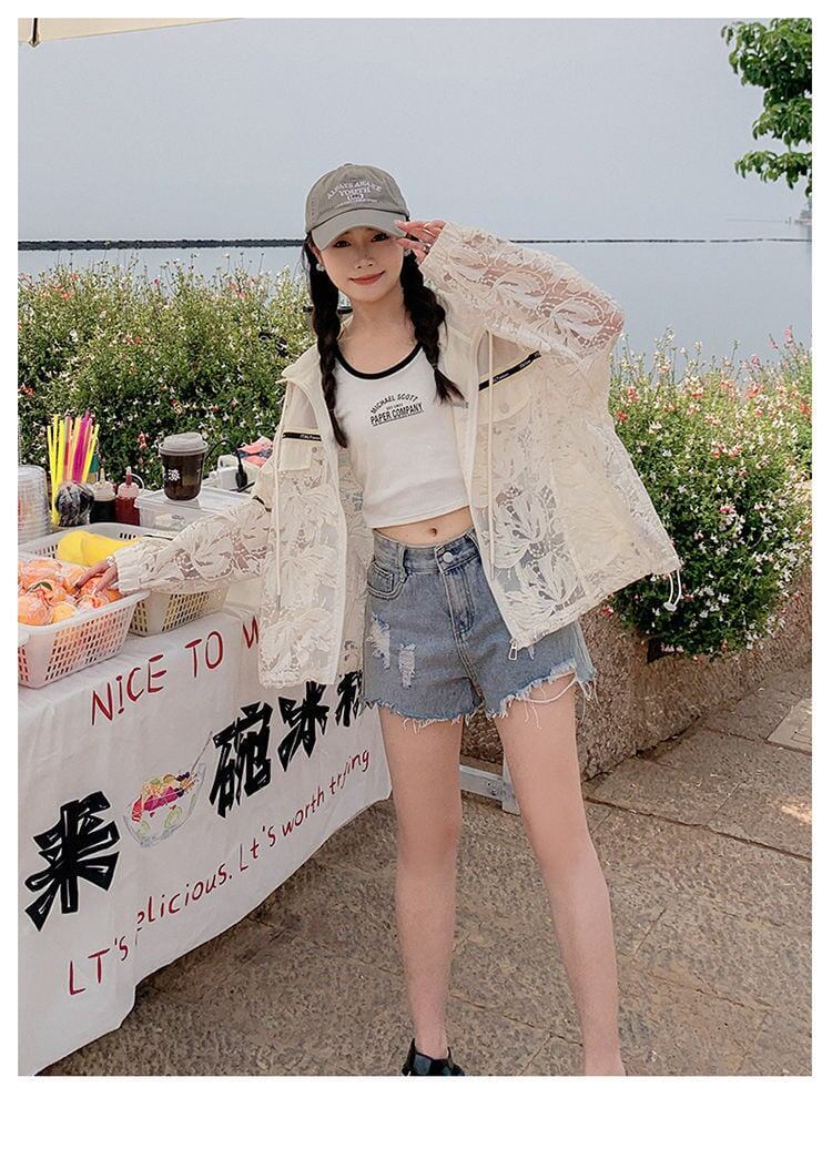 数量限定 透け感 美人度アップ 日焼け対策 冷房対策 UVカット フード付き パーカー＜S-4975＞