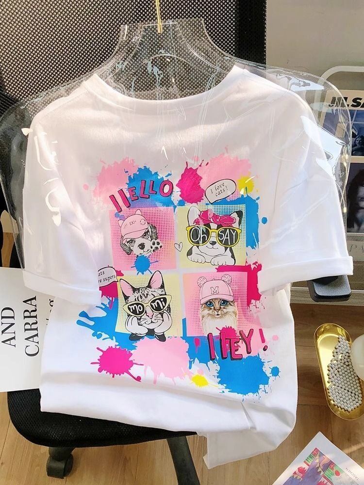 絶対欲しい ゆったり 個性派 半袖Tシャツ ホワイト ＜S-4954＞