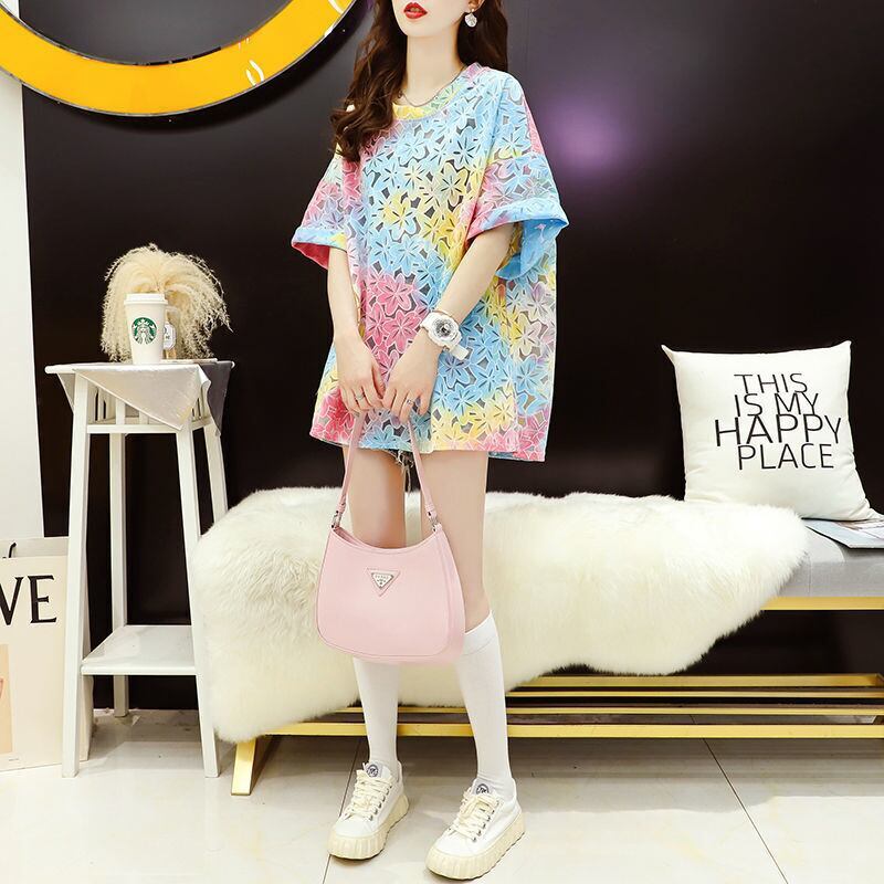 美人度アップ ゆったり スウィート 透かし彫り 半袖Tシャツ＜S-8140＞