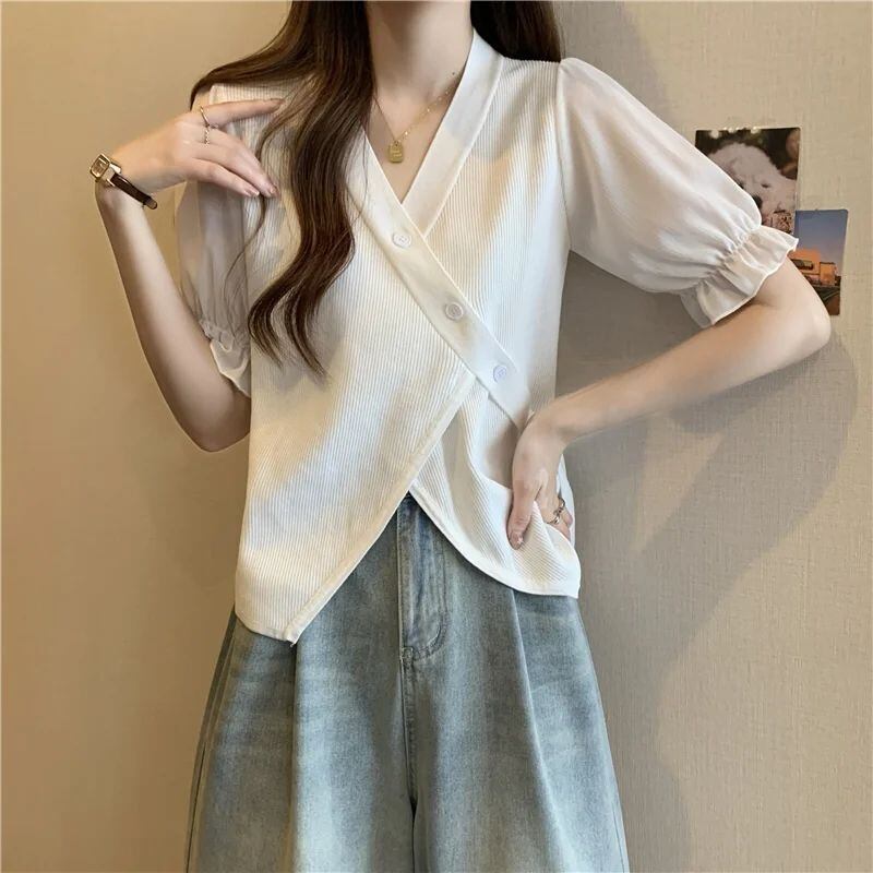 絶対流行 ストライプ柄 カジュアル Vネック 全3色 半袖 Tシャツ＜S-8733＞