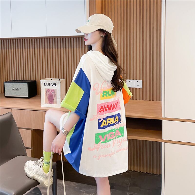 売り切れ必至 切り替え カジュアル カラーマッチング プリント全2色 半袖Tシャツ<S-8723>