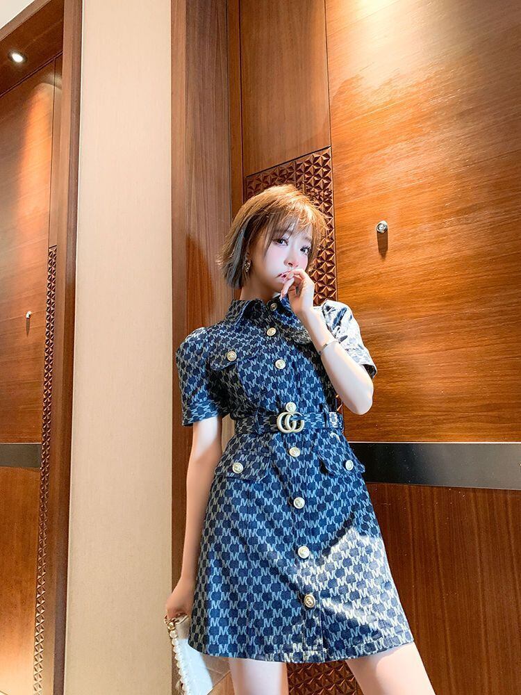超人気 好感度UP 美人度アップ 上質 ファッション デニム ワンピース<S-8960>