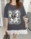 今季マストバイ プリントゆったり 切り替え 半袖Tシャツ 全4色＜S-8256＞