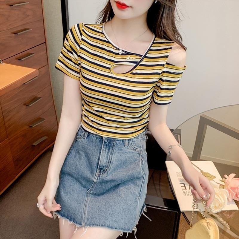 カジュアル 切り替え オシャレ度満点 プリント Tシャツ カットソー＜S-3565＞