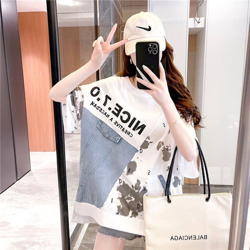 話題沸騰中 切り替え 個性派 デザイン性のある半袖Tシャツ<S-8086>
