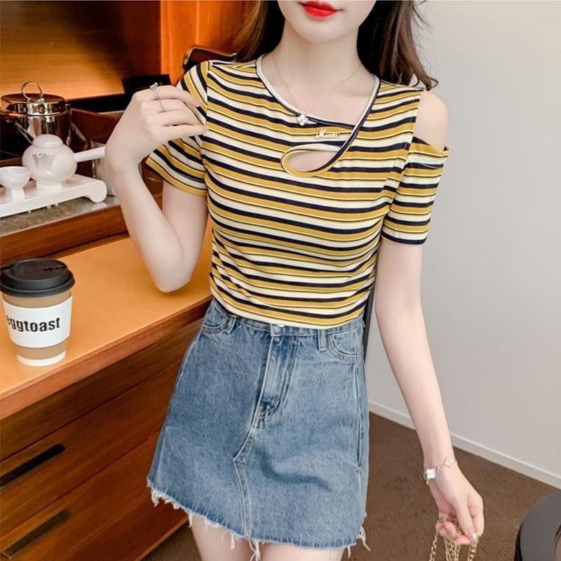 カジュアル 切り替え オシャレ度満点 プリント Tシャツ カットソー＜S-3565＞