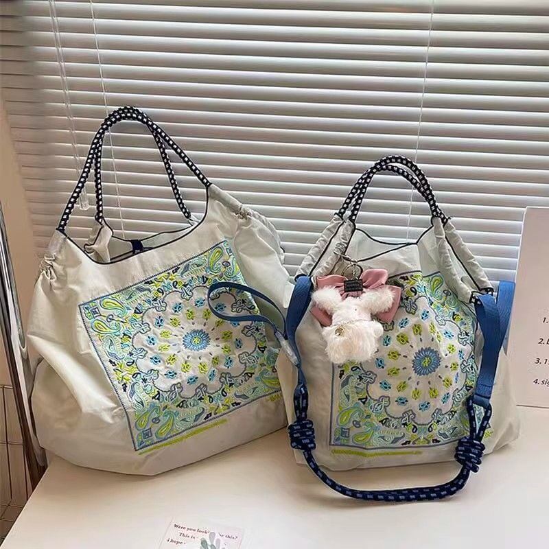 大好評 環境保護バッグ 刺繍プリント ショッピングバッグ<S-5734>