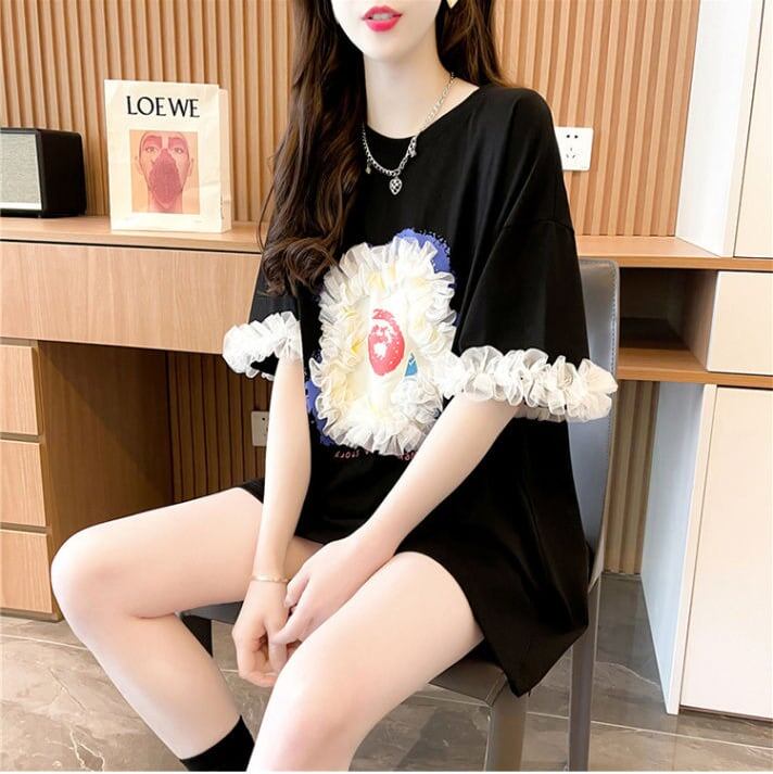 新作 好感度満載 個性的なデザイン ラウンドネック Tシャツ カットソー＜S-8405＞