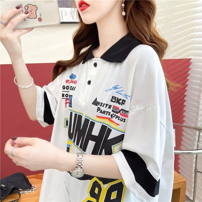 着心地抜群 切り替え 女性力を高める プリント Tシャツ カットソー＜S-3524＞
