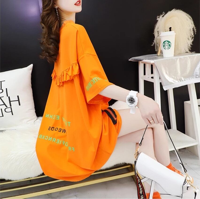 超人気 ダメージ加工 ゆったりロング丈 三色半袖Tシャツ＜S-8107＞
