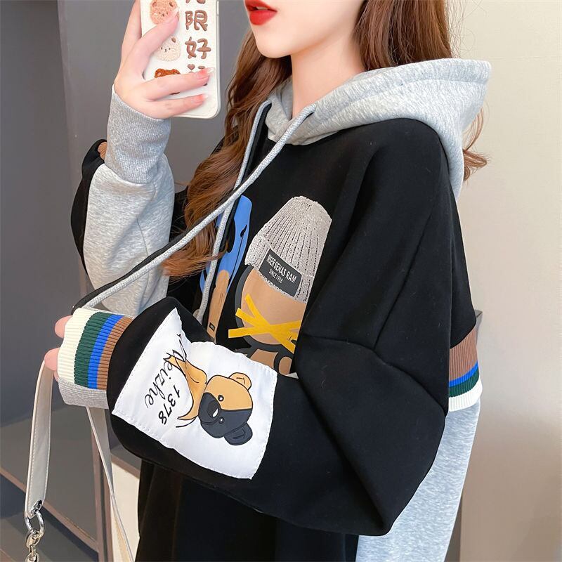 人気上昇中 個性派 スタイルアップ効果抜群 カジュアル 切り替え 2色選択 パーカー<S-9595>