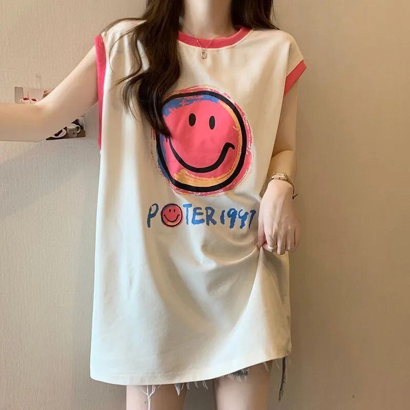 【半額！期間限定！！】超人気 ファッション カジュアル プリント ノースリーブ Tシャツ<S-8487>