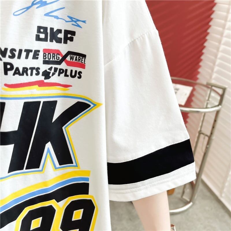 着心地抜群 切り替え 女性力を高める プリント Tシャツ カットソー＜S-3524＞