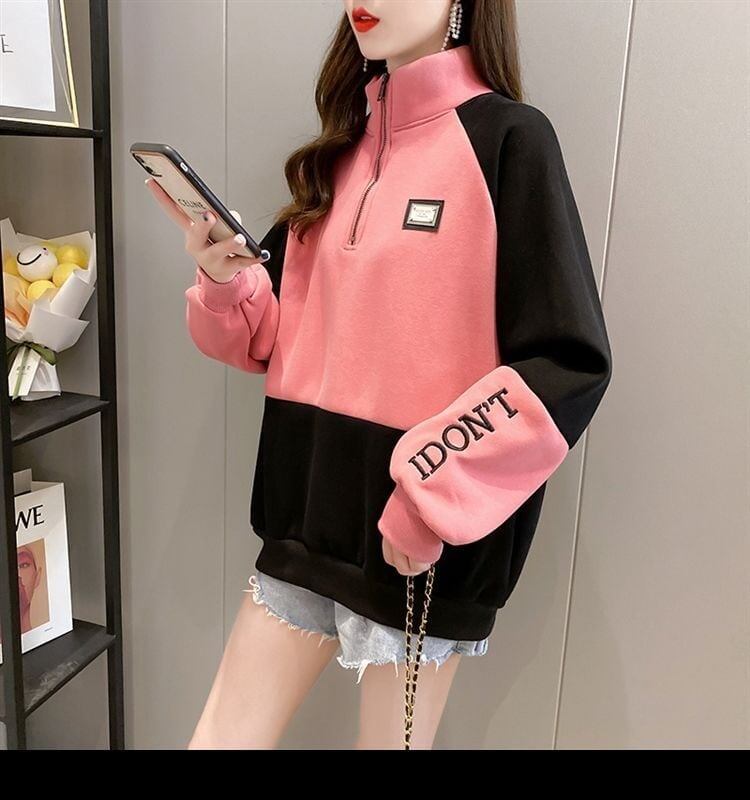 【裏起毛】切り替えハイネックトレーナー全3色厚手スウェット<S-4722>