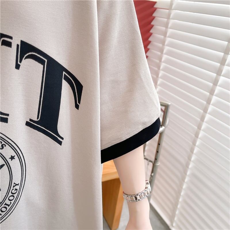 美人度アップ 切り替え ファッション プリント Tシャツ カットソー＜S-3587＞