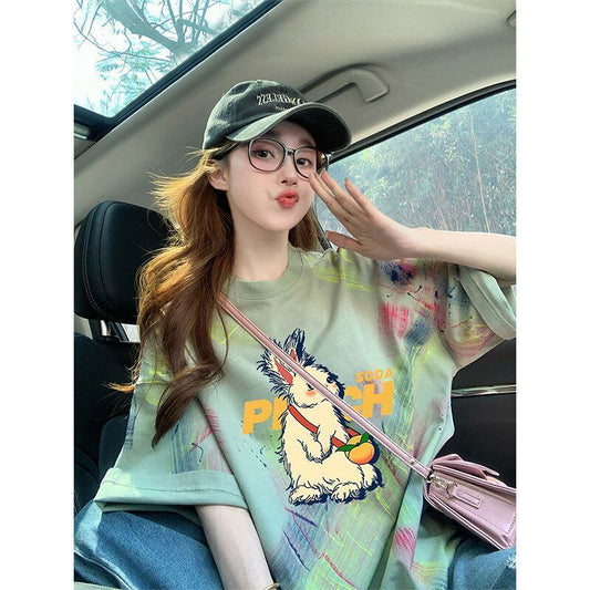 絶対流行 特別デザイン アバンギャルド プリント 半袖Tシャツ＜S-8598＞