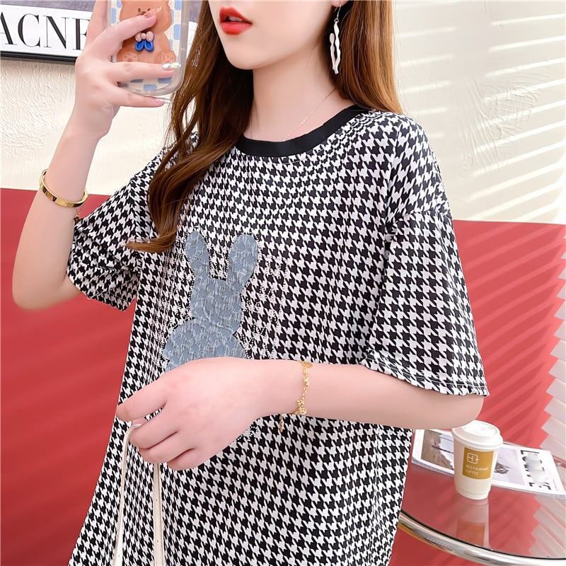 カジュアル 千鳥格子 オシャレ度満点 Tシャツ カットソー＜S-3076＞